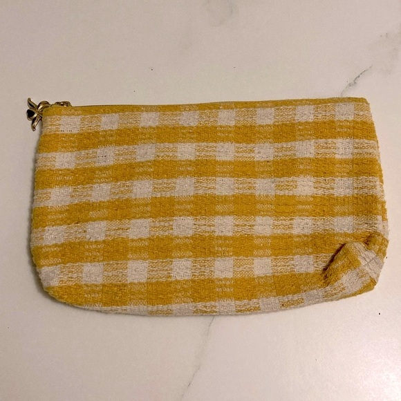 Mustard Yellow Gingham Makeup Bag - Picture 1 of 6